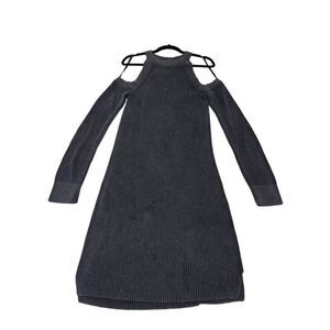 Rag & Bone Jean Womens Ribbed Knit Dana Cold Shoulder Sweater Dress Black Medium